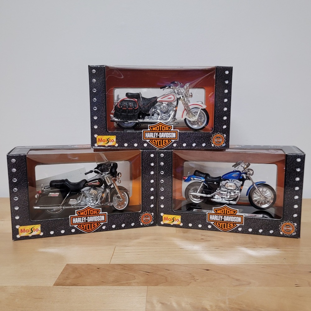 1997 Maisto Harley Davidson Motorcycle 3 Pack 1:18 Multi Die Cast Replica Models